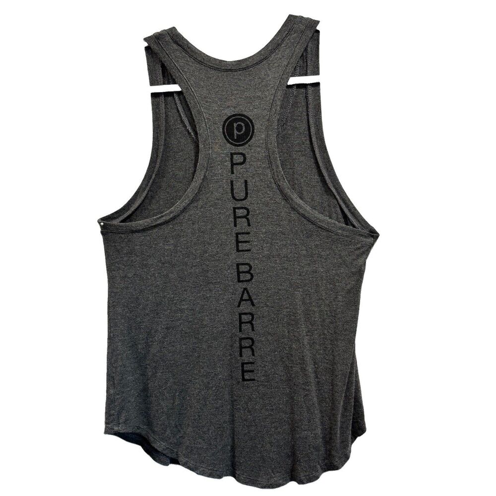 Pure Barre Size Small Gray Cotton Top Sleeveless Racerback Tank Logo